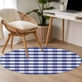 thumbnail image 4 of Round Rugs 4Ft, Navy Blue Checkered Round Area Rug Washable Indoor Throw Carpet, Farmhouse Blue White Buffalo Plaid Soft Non Slip Circle Rug for Kitchen Nursery Room Home Decor Aesthetic, 4 of 8