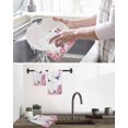 thumbnail image 5 of Pink Flower Kitchen Dish Towels for Drying Dishes Set of 4, Spring Floral Butterflies Elegant Pastoral Birds Waffle Weave Microfiber Hand Tea Bathroom Towels Quick Dry & Absorbent Towel 12x12, 5 of 7