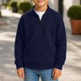 thumbnail image 3 of Abcomgle Boys Quarter Zip Sweater Athletic Waffle Knit Kids Pullover Sweatshirts Crewneck Long Sleeve Boys Pullover Sweater Trendy Boys Fall Shirts, 3 of 4