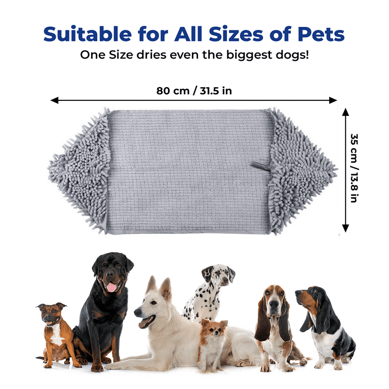 Muddy Mat Doggy Dryer, Highly Absorbent Microfiber Washable Dog Shammy, Quick Drying Towel Absorber, Extra Soft Plush Wrap Chenille Bath Towels to
