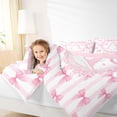 thumbnail image 3 of Manfei Cute Bow Tie Letter Monogrammed A Full Size Comforter Sets 3 Pieces for Girls Women,Kids Teens Princess Stripes Bowknot Bedding Sets,Pink Reversible,Luxury Bedroom Decor, 3 of 6