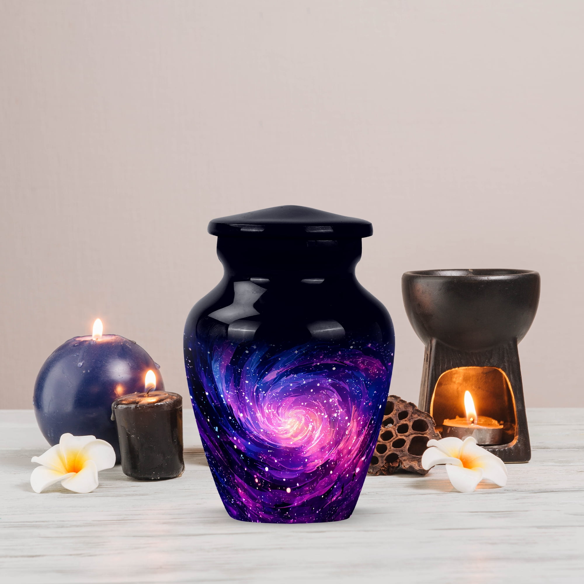 MUKTIVE Galaxy Funeral Urn for Adult Ashes Male & Female, Memorial Blue Unique Urns for Ashes Husband and Wife, Decorative Cremation Urn for Men & Women, 3 Inch