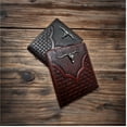 thumbnail image 4 of Leather Basket Weave Longhorn Concho Wallet, 4 of 8