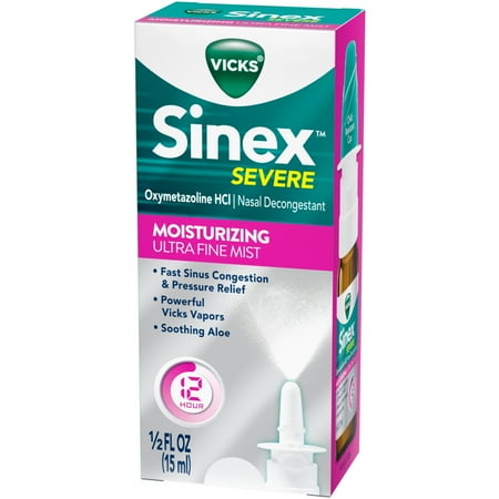 Vicks Sinex Severe Moisturizing Aloe Ultra Fine Mist, 0.5 Ounces