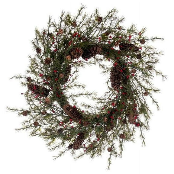 Vickerman 22" Green Artificial Leaf Wreath, Polyester