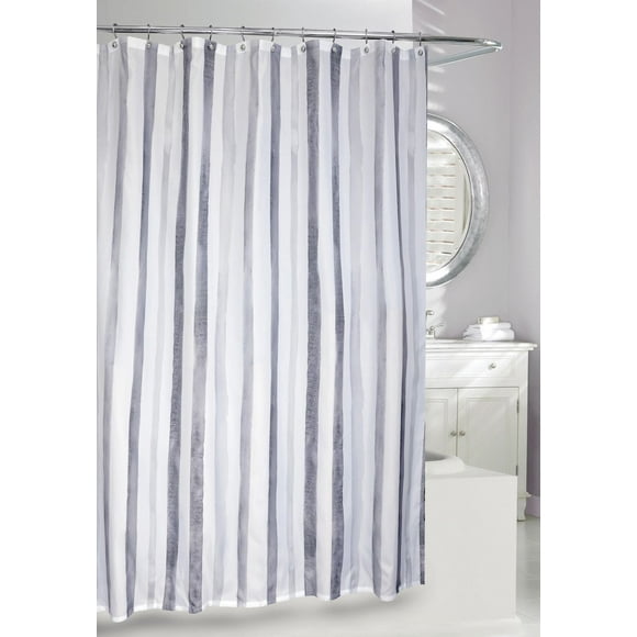 Moda At Home Watercolour Stripe Fabric Shower Curtain - Grey