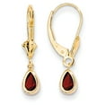 thumbnail image 1 of 14K Yellow Gold 6x4mm Garnet/January Earrings, 1 of 2