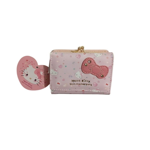 Hello Kitty 50th Anniversary Mini Clasp Wallet Pink Trifold Design