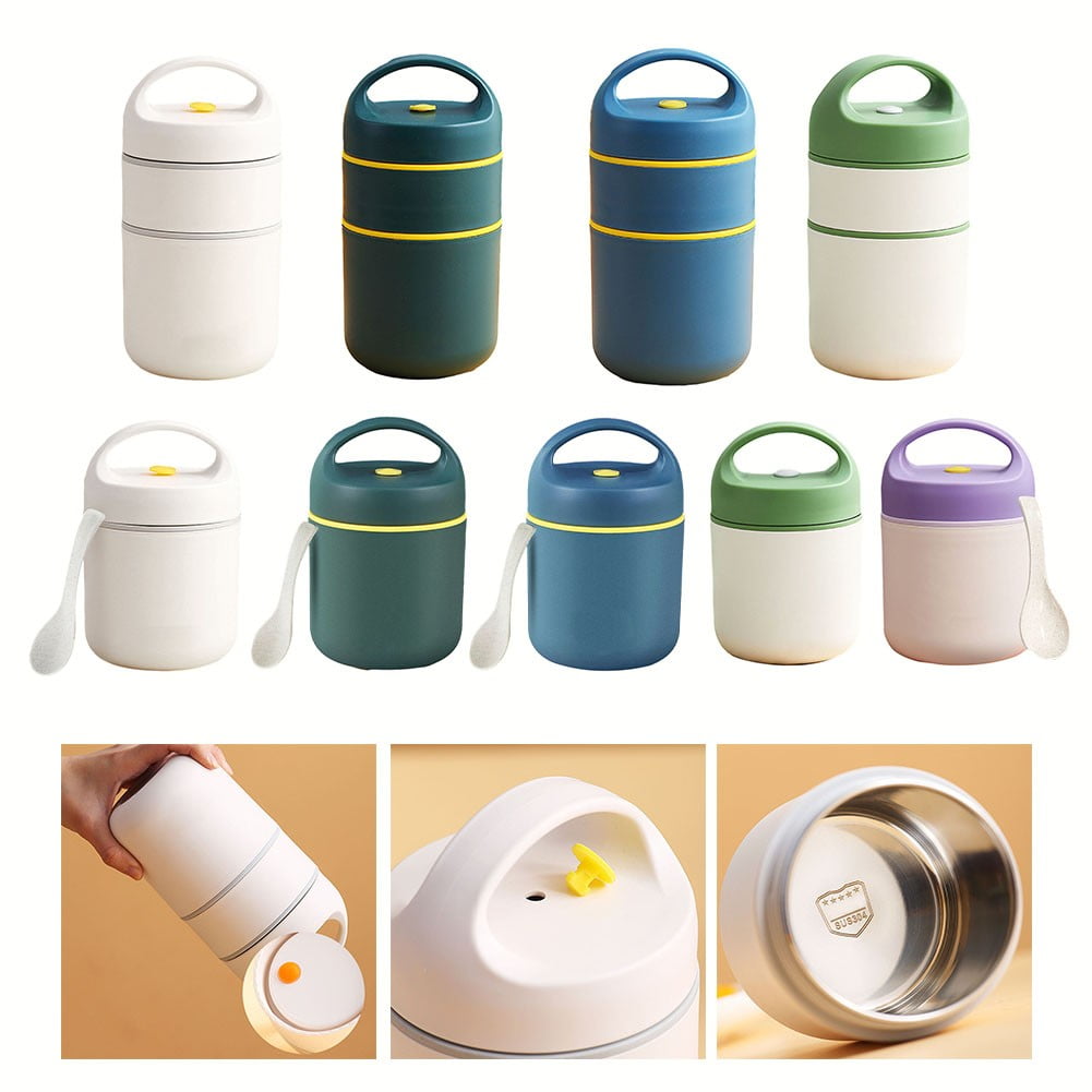 LITTLE HOME Stainless Steel Vacuum Thermal Lunch Box, Insulated Food Warmer Container for Hot & Cold Meals, Leakproof Bento Box with Silicone Seal, Dishwasher Safe, 19.5x9.6x9.6cm
