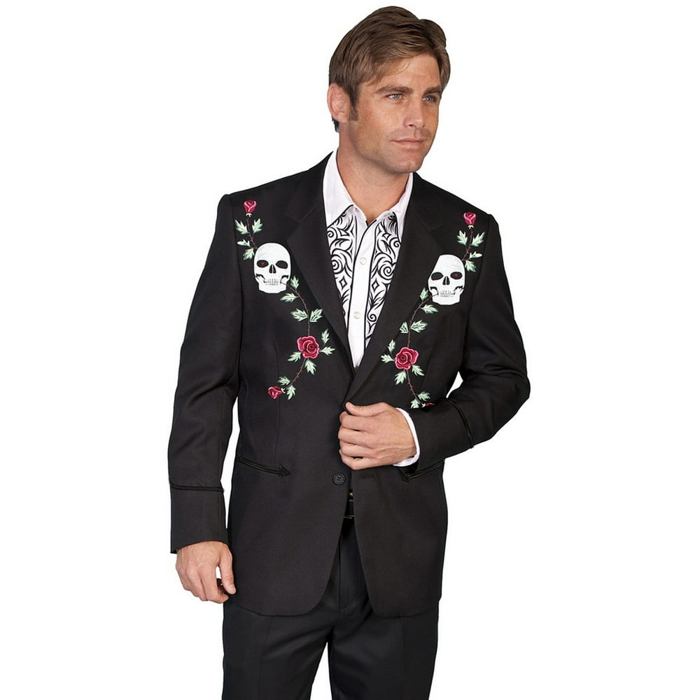 Scully Leather Scully Western Blazer Mens Skull Floral Detail Suit Coat Button P865 Walmart