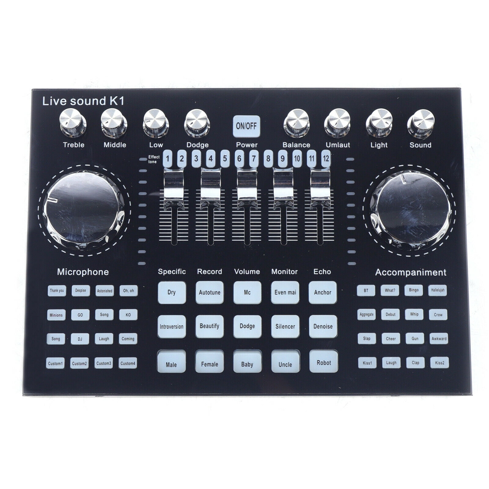 Fichiouy Audio Mixer Bluetooth USB DJ Sound Mixing Console Amplifier Live Sound Card K1