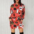 thumbnail image 4 of Halloween Sweatshirts--Women Long Sleeve Hooded Pockets Pullover Hoodie Dress Tunic Sweatshirt Autumn Long Hooded Tops, 4 of 5