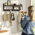 thumbnail image 5 of 29" Rustic Brown Coat Rack with Shelf, 4-in-1 Key and Mail Holder, 11 Metal Hooks for Entryway, Living Room, Bedroom, 5 of 5