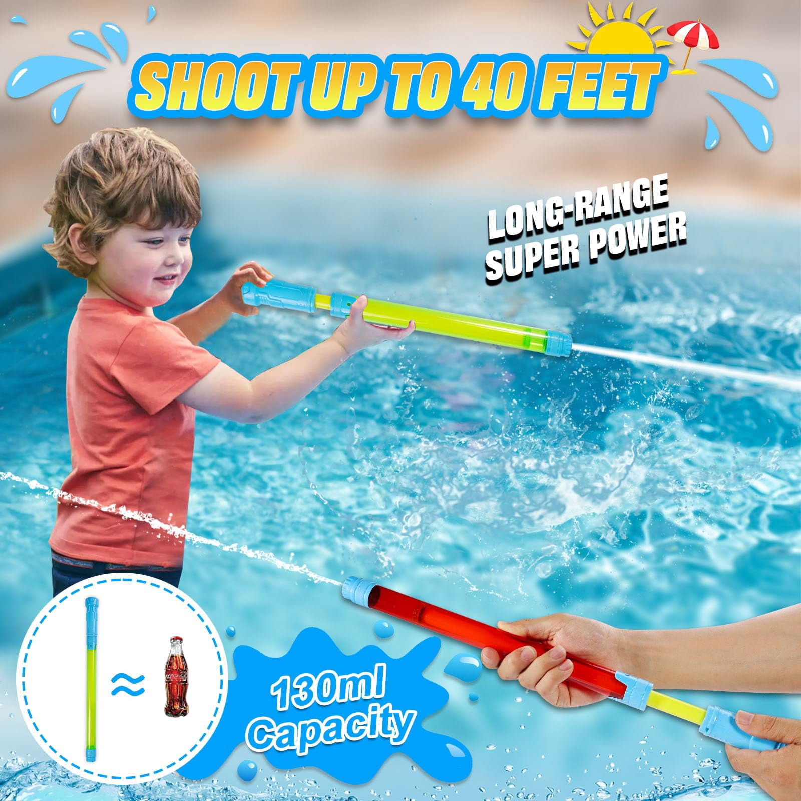 Water Blaster 6 Pack Outdoor Summer Play Pool Beach Backyard Toys