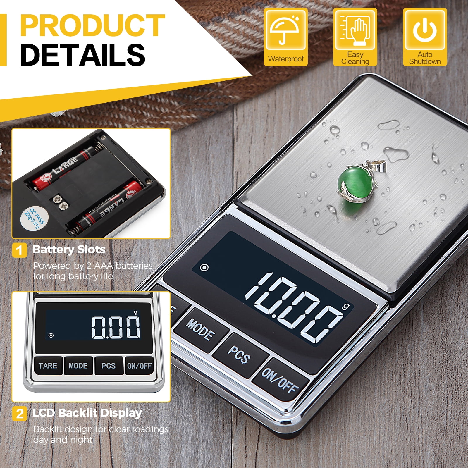 Egoelife Pocket Scale 500g/0.01g High Precision Scale Portable Digital Kitchen Scale Pocket Scale for Gold Jewelry Food Scale Mini Gram Scale with Large Backlit LCD Display Battery Included