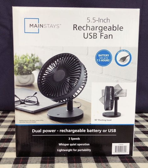 mainstays 5.5 inch rechargeable usb desk fan