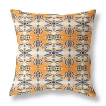 Flowers of Strength Throw Pillow in Orange and Gray 16x16