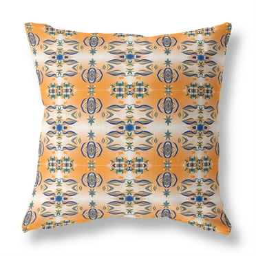 Flowers of Strength Throw Pillow in Orange and Gray 16x16