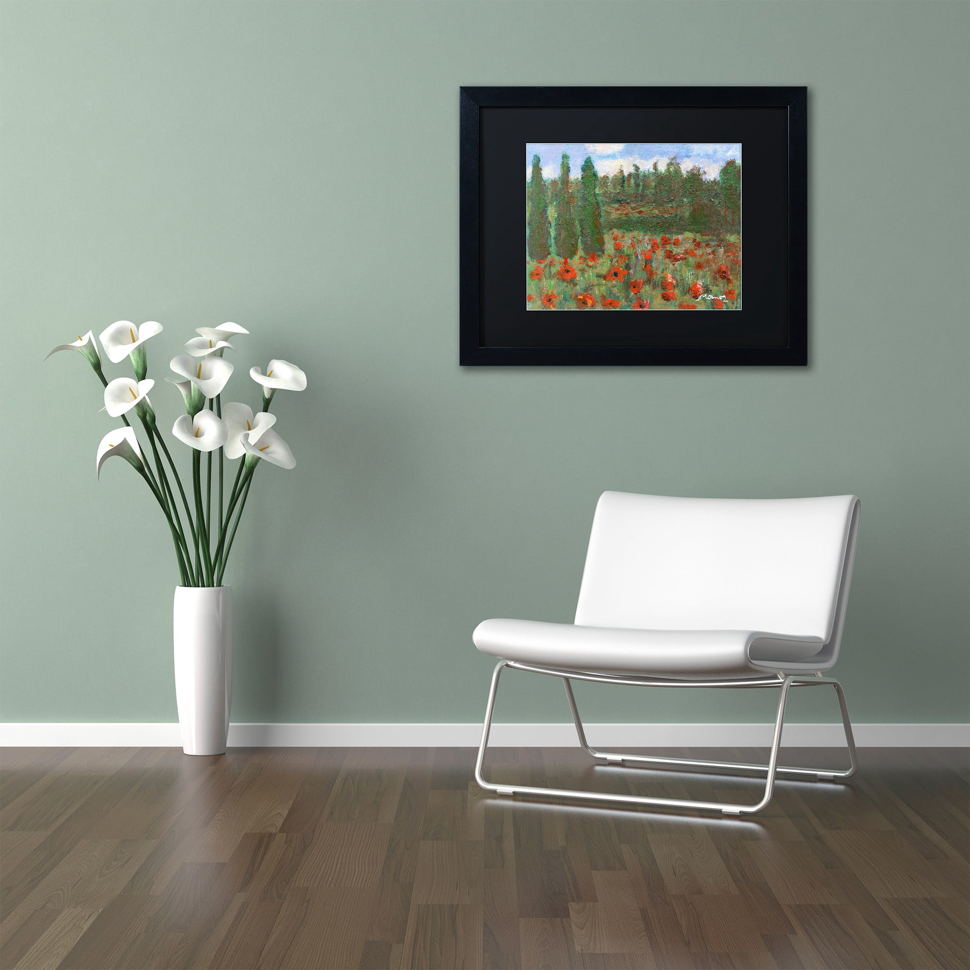 "Red Poppies in the Wood" Canvas Art by Manor Shadian Black Matte, Black Frame