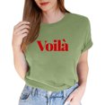 thumbnail image 1 of TSADFHJI Hauts pour Femmes Manches Longues Grande Taille T-Shirt Décontracté Mode Imprimé Lettre Col Rond Manches Courtes TTG Vert, 1 of 4