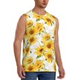 thumbnail image 2 of Bingfone Artistic Marble Pattern Sunflower Pattern Men's Tank Tops Workout Sleeveless Tee Shirts Running Beach Tanks for Men-Medium, 2 of 4