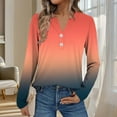 thumbnail image 2 of ManxiVoo Women's Ombre Long Sleeve Button Down Shirt Casual Comfort Fit Gradient Color Stylish Blouse Versatile Tops for Women XL Size Orange, 2 of 6