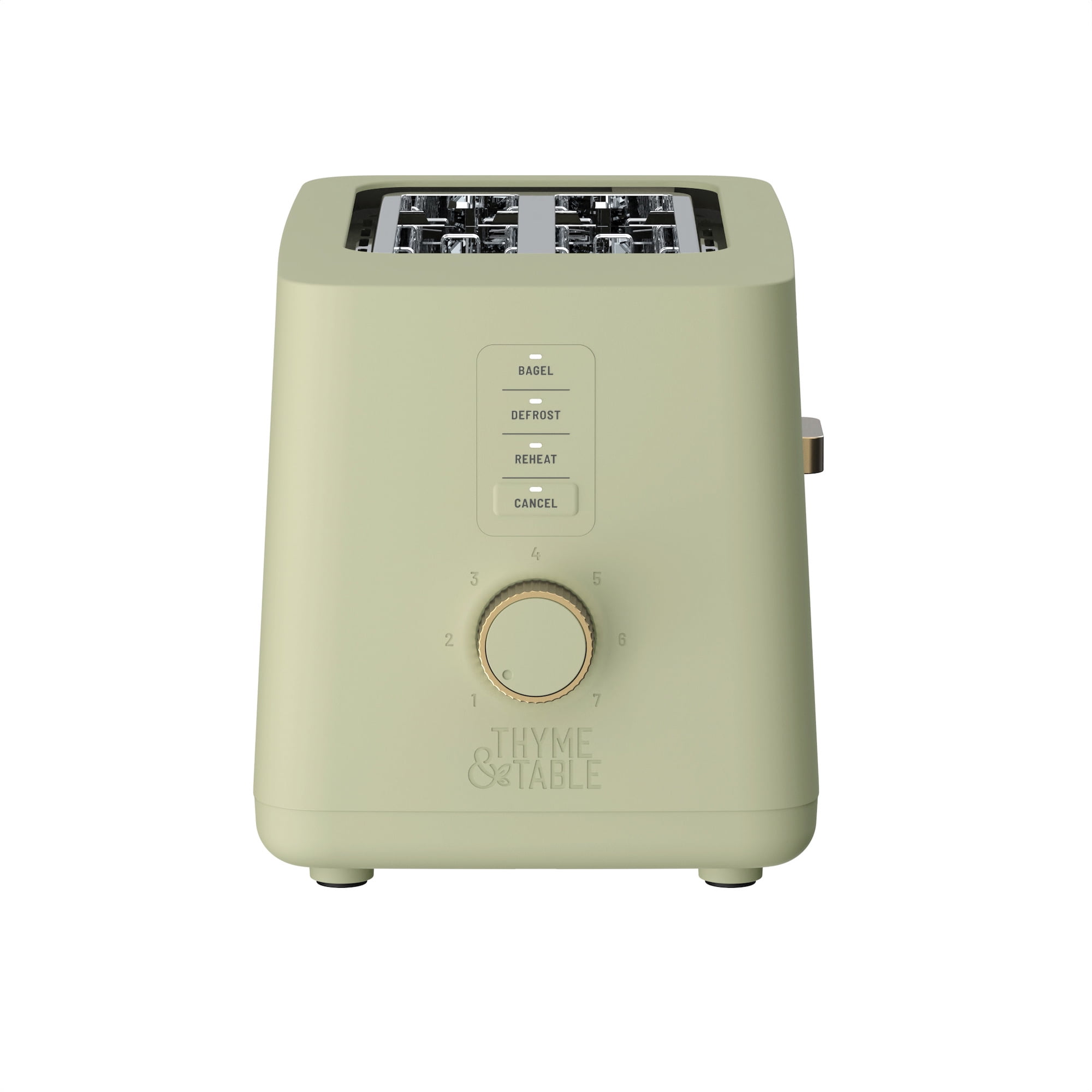 Thyme & Table 2-Slice Toaster, Extra-Wide Slots with Removable Crumb Tray, Eucalyptus Green