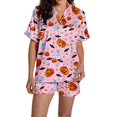 thumbnail image 6 of Halloween Pajamas Halloween Pumpkin Print Plus Size Button Nightwear Pajamas for Women Set, 6 of 8