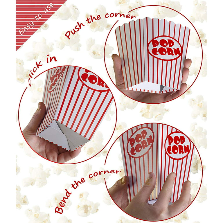 Kedudes Red and White Striped Small Paper Popcorn Boxes - Set of 40 for Movie Parties, Theater Decorations, Carnival Themes, and More, Men's