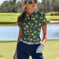 thumbnail image 4 of Whosucclay Shamrock Print Athletic Shirt for Tennis Golf, Lightweight Polyester Golf Polo Shirt Casual Athletic Quarter Zip Women Short Sleeve Golf Shirts Size XX-Large, 4 of 10