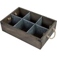 thumbnail image 1 of MyGift Distressed Barnwood Style Beer Bottle Crate with Rope Handles and Metal Divider Panels, Brown, 1 of 6