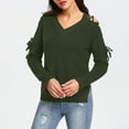 thumbnail image 2 of Lightweight Sweaters For Women Sevevn Women's Fashionable Hollow Out Long Sleeved V Neck Lace-Up Sweater, 2 of 7