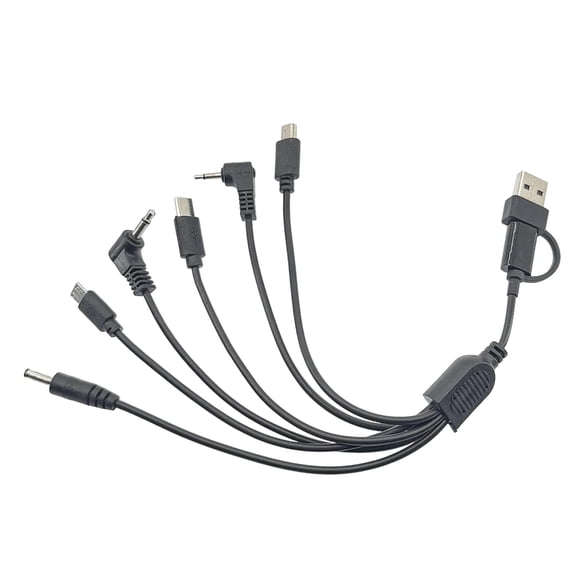 Fast Charging Cable with 6 Port Type C Tiny USB Small USB 3.5mm 2.5mm Connectors Plastic & Metal for Electronics