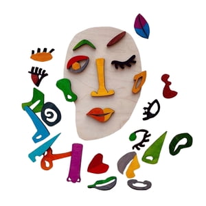 Tachiuwa Puzzle Montessori en bois Puzzles d'art amovible Jeu de Puzzler visage pour la maternelle