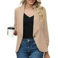 thumbnail image 2 of Baberdicy Womens Blazer Women Suit Solid Color Open Front Office Jackets Plus Size Long Sleeve Summer Work Office Cardigan with Pockets Women's Blazers & Suit Jackets Khaki, 2 of 9