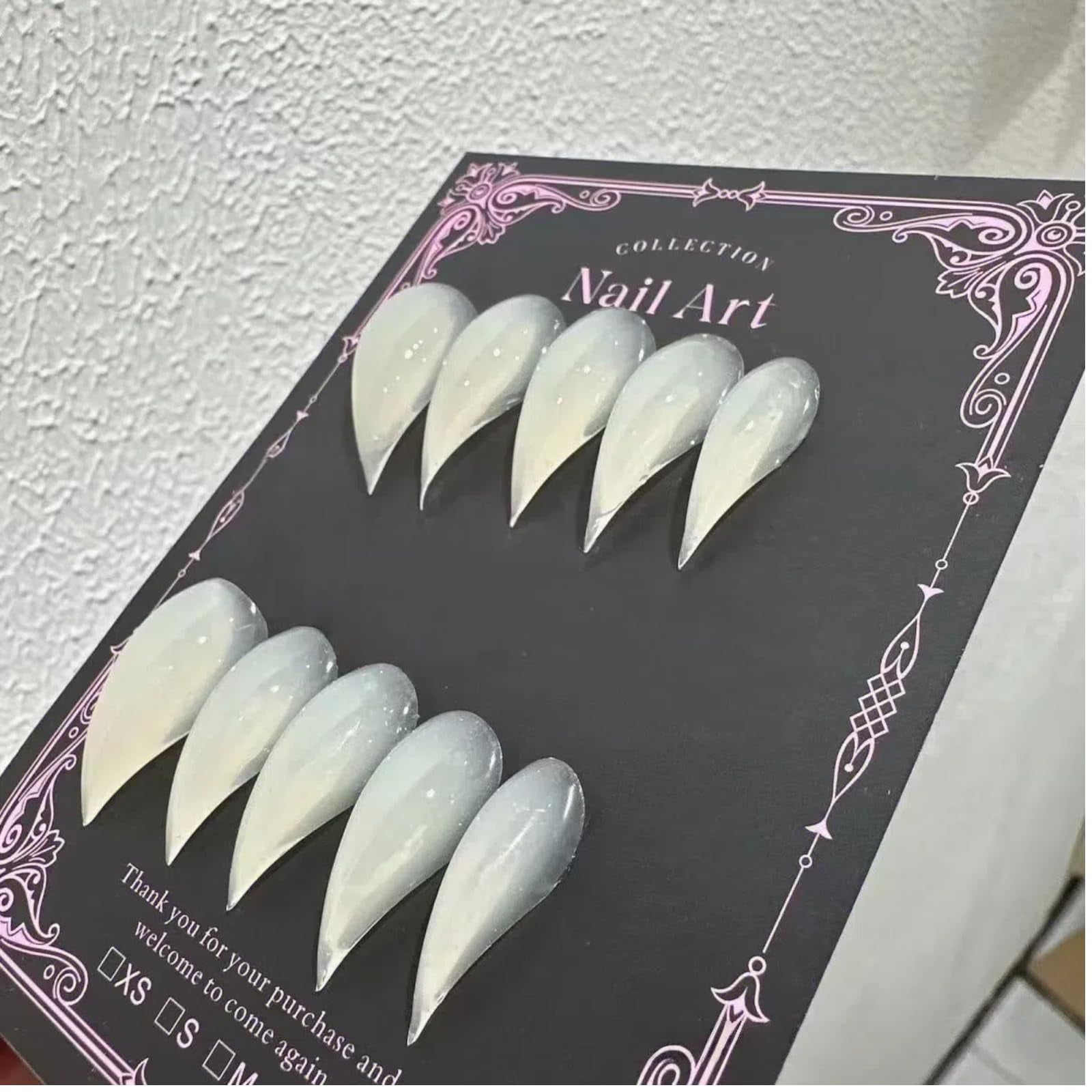 Halloween Press Claw on Nails  Long Short Medium Curved Stiletto Handmade Gothic Design Horror Vampire False Nails Dragon Cat Claw Press on Nails Glossy Glue on Nail Thick Acrylic False Nails