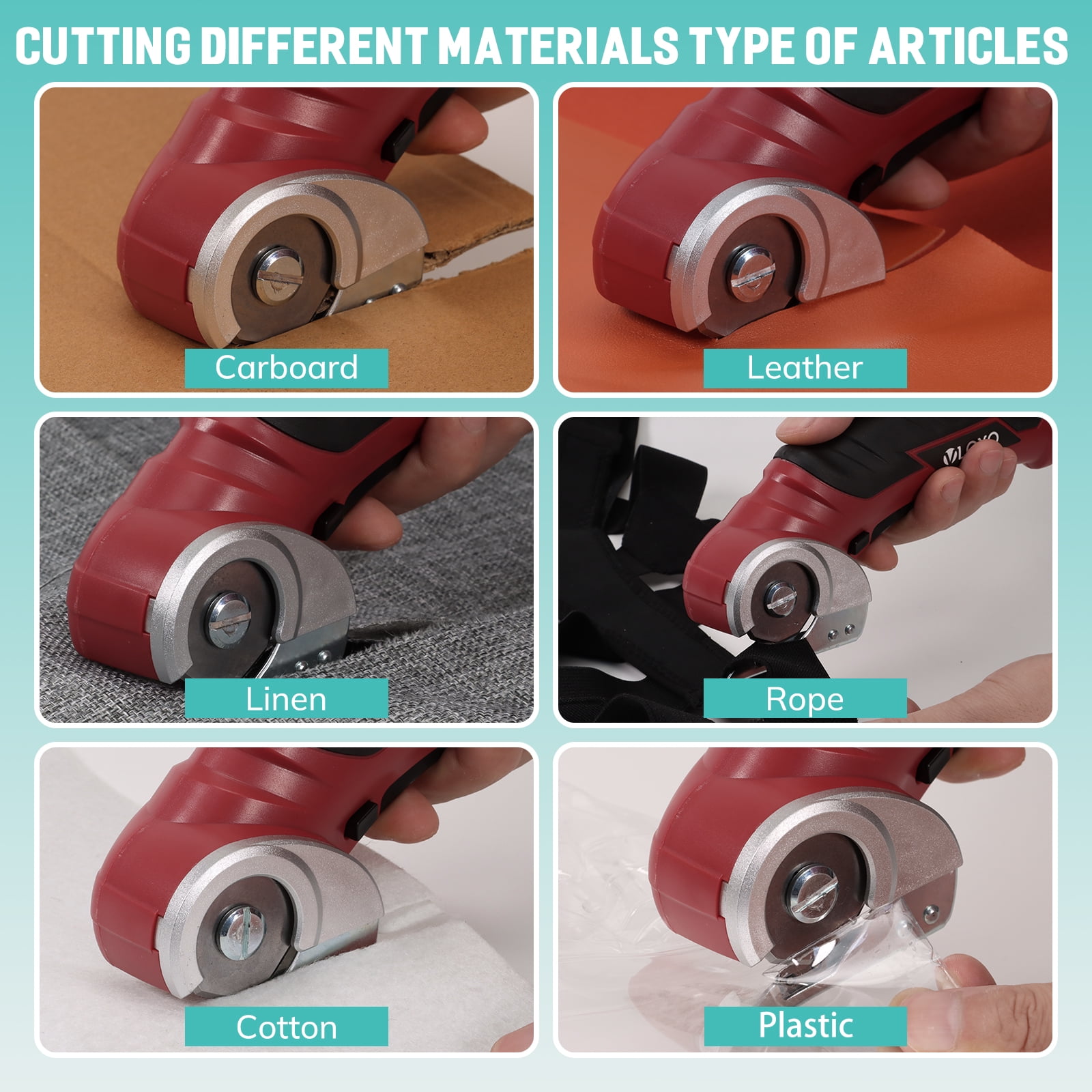 VLOXO Cordless Electric Scissors, Electric Fabric Scissors 4V Power Mini Cutter Rechargeable Cardboard Cutter with Safety Lock Multi-Cutting Tools for Leather Cardboard Canvas