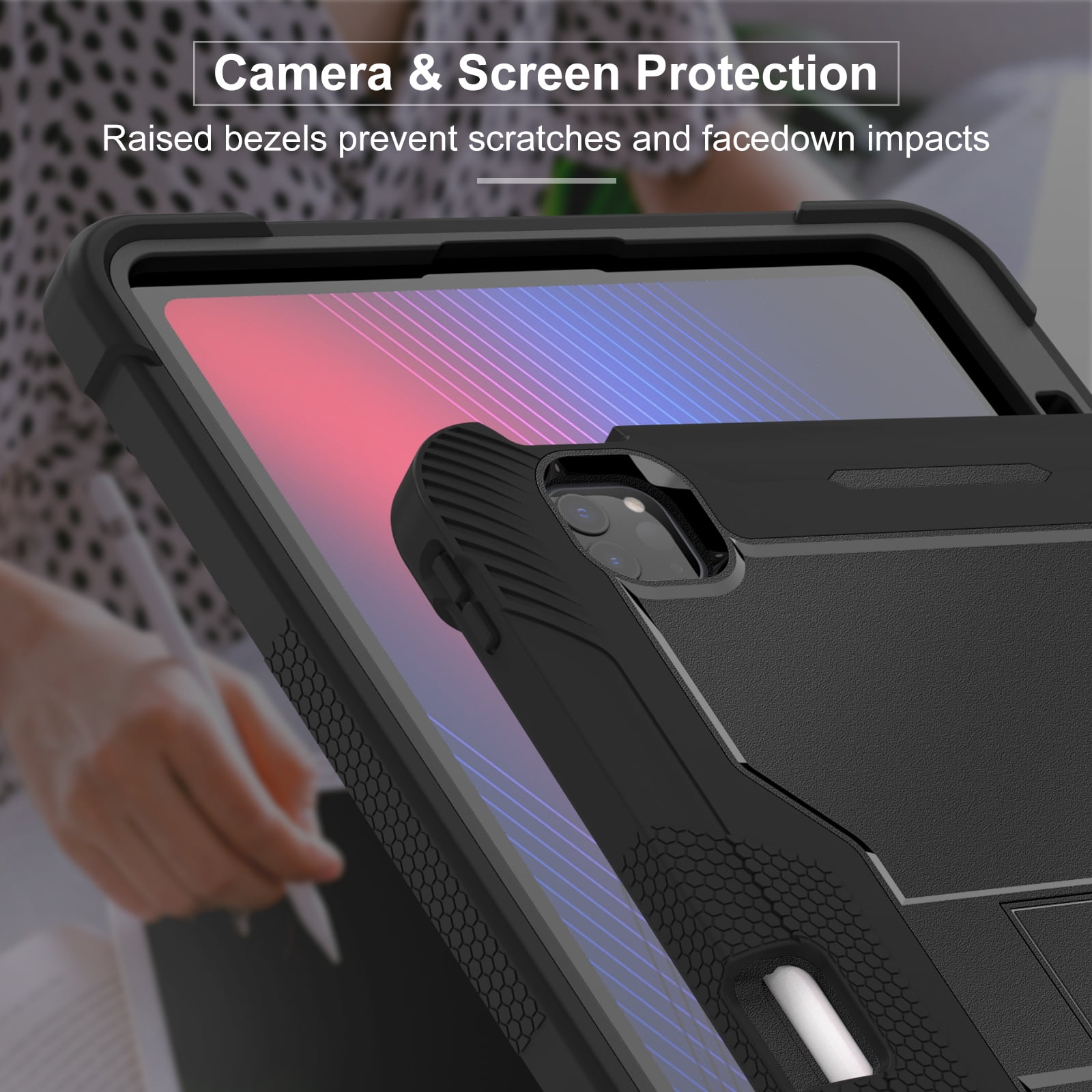 Dteck Case for iPad Pro 13 inch 2024,Heavy Duty Case 3 Layer Protection Shockproof Protective Cover Built-in Pencil Holder Kickstand for iPad Pro 13-in. (M4) 2024,Black