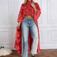 thumbnail image 3 of ZHOUCHANKIDS Women's Lace Top Short Front and Long Back Elegant Shirt Long Sleeve Asymmetrical High Low Dress Cover-Up Red XXXL, 3 of 6
