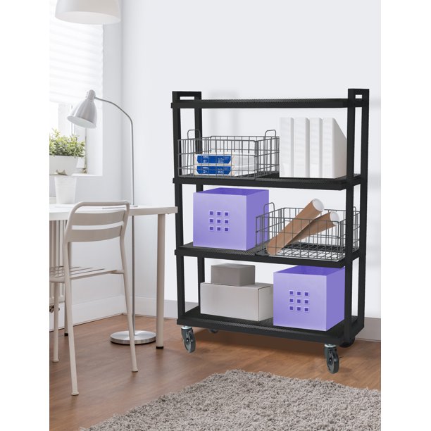 Mainstays Configurable 4 Tier Rolling Kitchen Storage Cart, Multiple