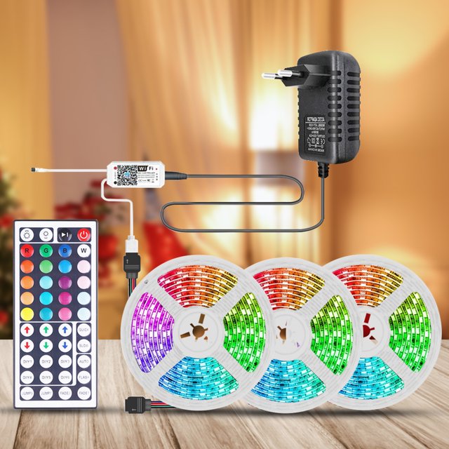 Tira De Luces Led Luz de cinta flexible WiFi SMD5050 RGB Luz que cambia de color Decoración de la habitación del hogar