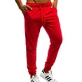 thumbnail image 3 of Frontwalk Men Solid Color Pants Casual Beam Foot Trousers Drawstring Elastic Waist Sweatpants With Pockets Red S, 3 of 7