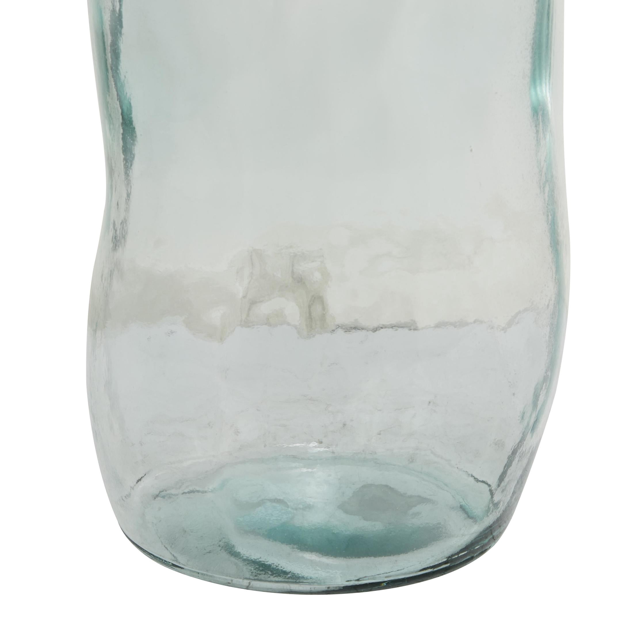 DecMode 29" Abstract Handmade Spanish Bottleneck Light Blue Recycled Glass Vase