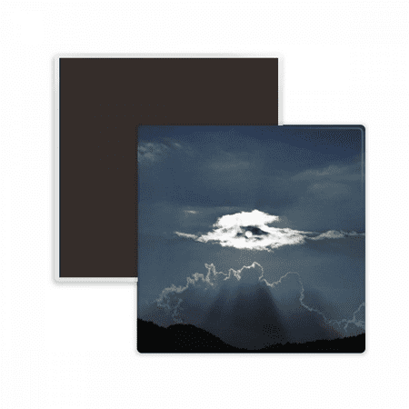 

Grey Sky White Clouds Square Ceracs Fridge Magnet Keepsake Memento