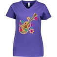 thumbnail image 3 of Inktastic Acoustic Guitar with Colorful Flowers Women's V-Neck T-Shirt, 3 of 5