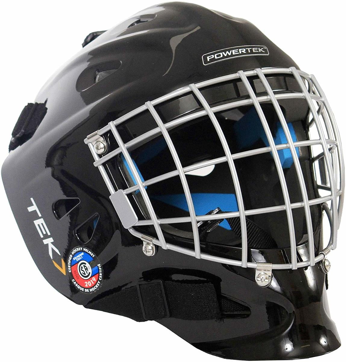 CSA Approved Navy Ice Roller Derby Powertek V3.0 Hockey Helmet with Cage Combo 