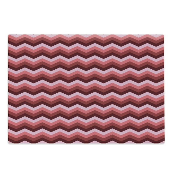 Chevron Cutting Board, Zigzag Colorful Chevron Ornament Motifs Symmetry Modern Feminine Theme, Decorative Tempered Glass Cutting and Serving Board, Large Size, Burgundy Ruby Coral, by Ambesonne
