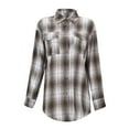 thumbnail image 6 of BYHONG Long Sleeve Shirts for Women Autumn Button Down Plaid Shirts Brown M, 6 of 9