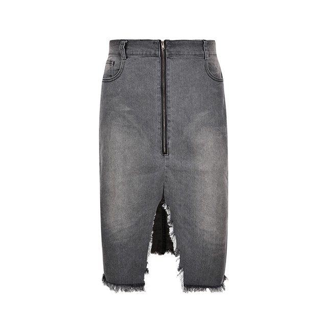 JDinms Jupe en Jean Taille Haute pour Femmes Fendue devant Robe en Jean Usée
