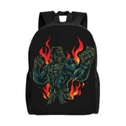 ZNDUO Travel Backpack, Jiu Jitsu Cartoon Gorilla Pattern Backpack for School, 16 inch Lightweight Bookbag